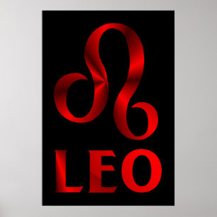 Póster Símbolo vermelho do horóscopo de Leo