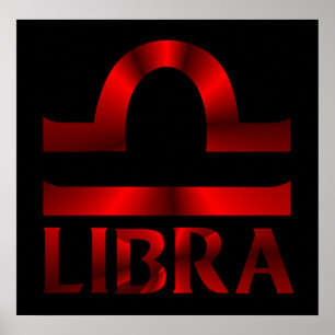 Póster Símbolo vermelho do horóscopo do Libra