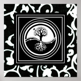 Póster Símbolo Yin Yang Tree Black White Harmony