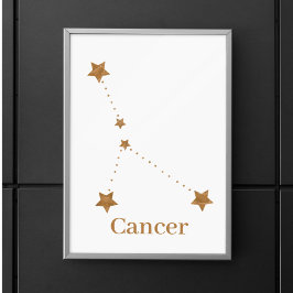 Poster Símbolo Zodiac Moderno - Cancer Dourado | Água Ele