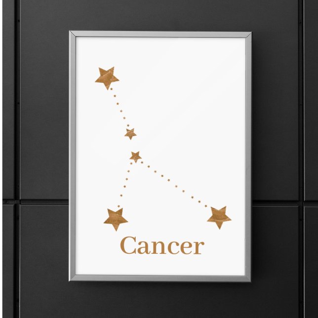Poster Símbolo Zodiac Moderno - Cancer Dourado | Água Ele (Criador carregado)