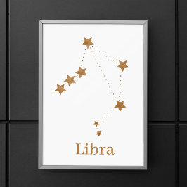 Poster Símbolo Zodiac Moderno Dourado Libra | Ar de eleme