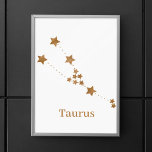 Poster Símbolo Zodiac Moderno Taurus Dourado | Elemento T<br><div class="desc">Símbolo Zodiac Moderno Taurus Dourado | Elemento Terra</div>