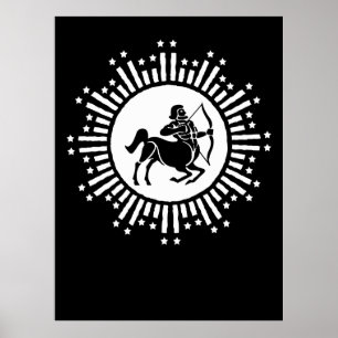 Poster Símbolo Zodiac Sagittarius com Starburst