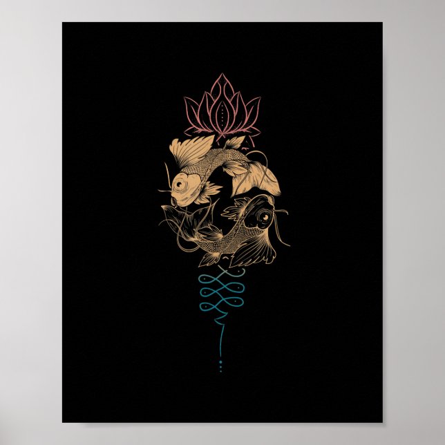 Poster Símbolo Zodiac Unalome Peixes de Peixes (Frente)