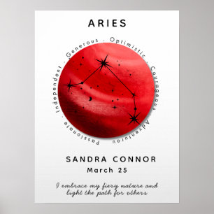 Poster Símbolo Zodíaco - Aries Celestiais Personalizados