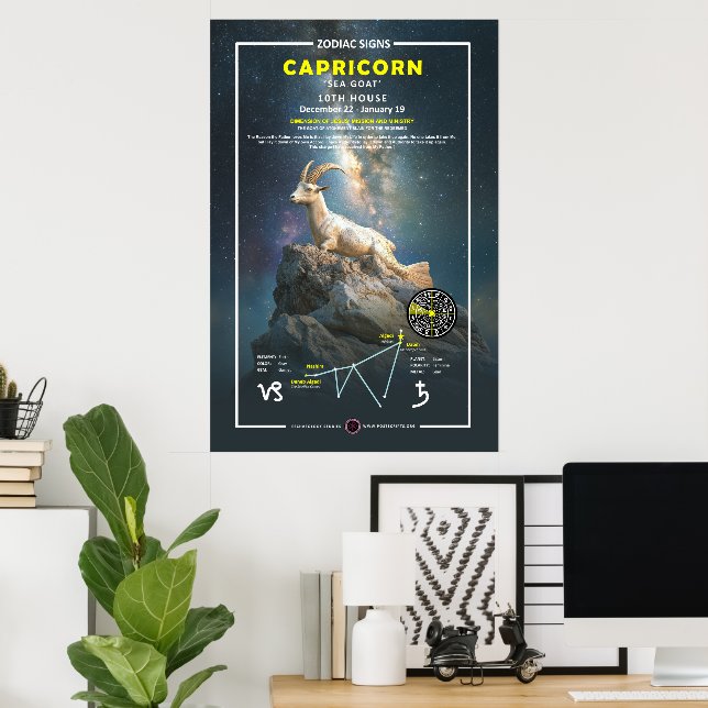 Poster Símbolo Zodíaco de Capricórnio (Escritório em casa)