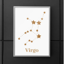 Poster Símbolo Zodiano Moderno Dourado Virgo | Elemento T