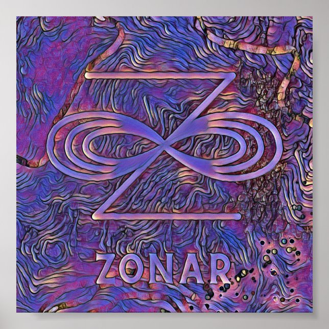 Poster Símbolo Zonar Purple abstrato Karuna Reiki (Frente)