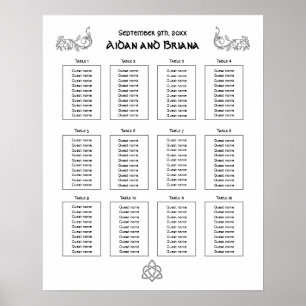 Poster Símbolos celtas e folhagem para 12 mesas