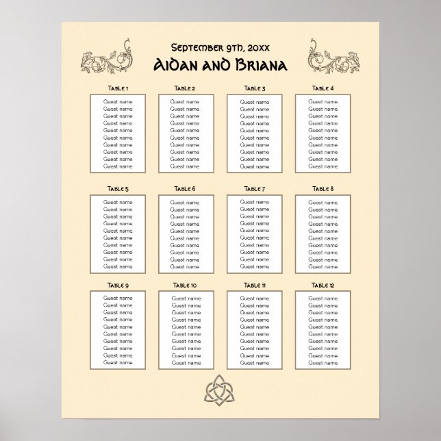 Poster Símbolos celtas e mesa foliar 12 (Frente)