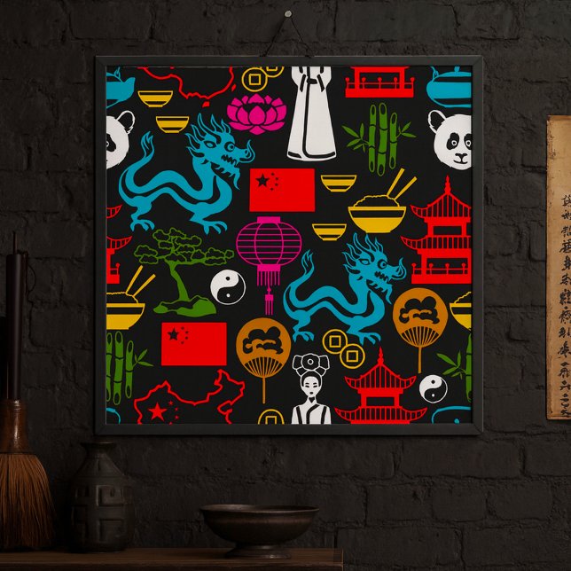 Poster Símbolos chineses (Criador carregado)