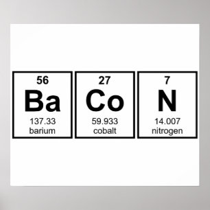 Póster Símbolos de Elemento de Mesa Periódico Bacon