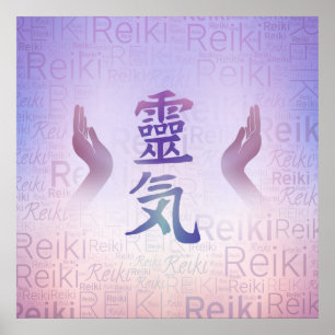 Poster Símbolos de Reiki - roxo delicado