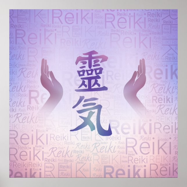 Poster Símbolos de Reiki - roxo gentil (Frente)