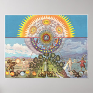 Póster Símbolos de Rosicrucian da trindade