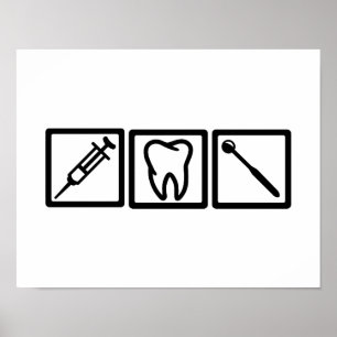 Poster Símbolos dos ícones do dentista
