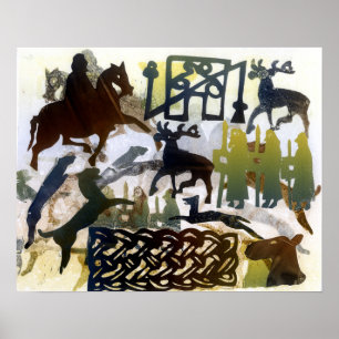 Póster Símbolos e laço Pictish