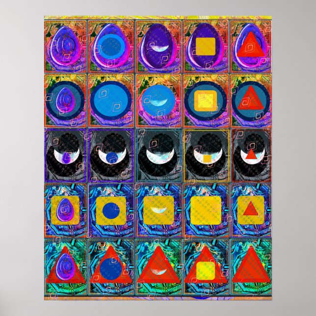 Poster Símbolos Elementares Meditação de Padrões Tattva (Frente)