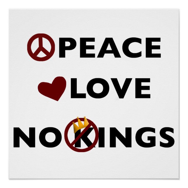 Póster Símbolos Inspiradores Paz Amor Sem Reis (Frente)