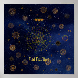 Poster Símbolos mágicos da proteção Mandala Pagan Witch