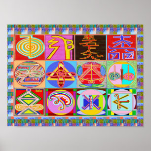 Póster Símbolos mestres da cura da REIKI Karuna