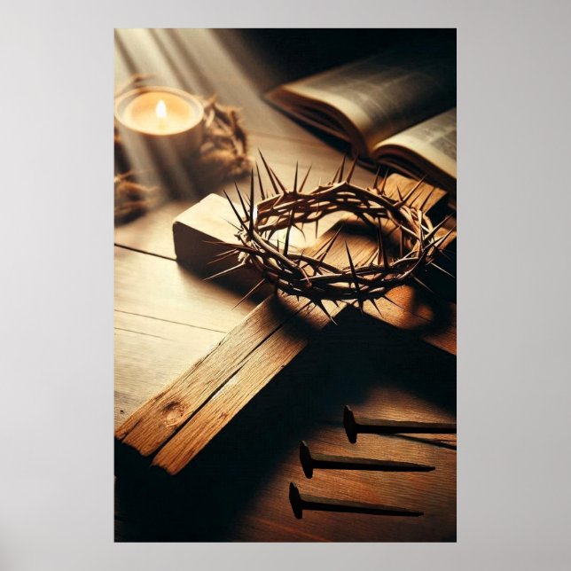 Poster Símbolos Sagrados da Crucificação (Frente)