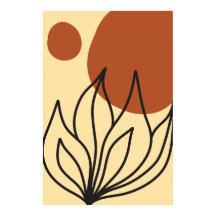 Simetria Botânica - Abstrato de linha de de Arte -