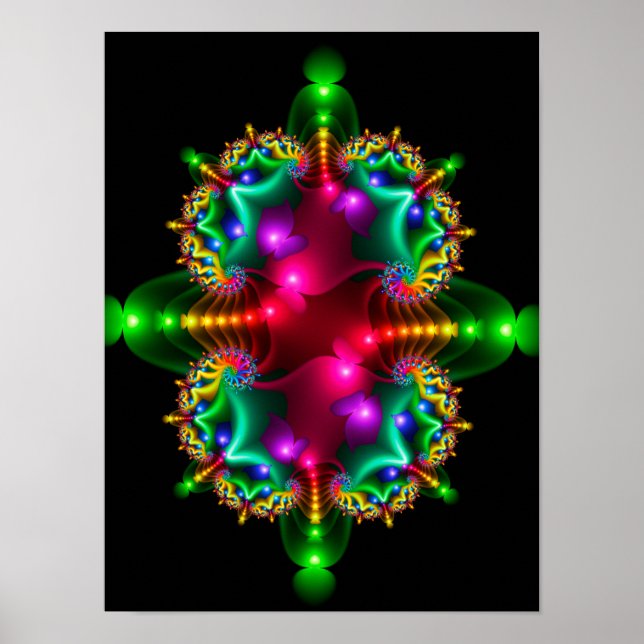 Poster Simetria Colorida Fractal (Frente)