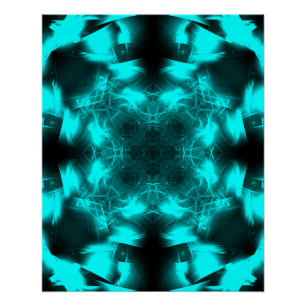 Póster Simetria de Plasma Aquático Arte Fractal