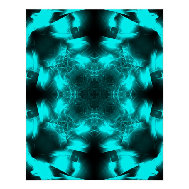 Póster Simetria de Plasma Aquático Arte Fractal (Frente)