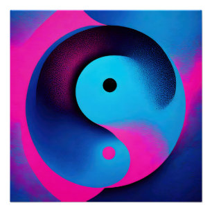 Póster Simetria Espiritual Yin Yang Abstrato Art Colorida