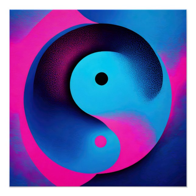 Póster Simetria Espiritual Yin Yang Abstrato Art Colorida (Frente)