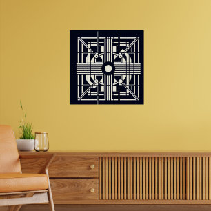 Poster Simetria Geométrica Monocromática - Linha de Abstr