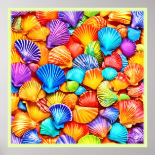 Poster Simfonia de Conchas Marinhas Vibrantes Arte
