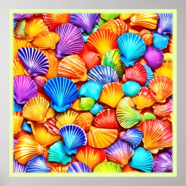 Poster Simfonia de Conchas Marinhas Vibrantes Arte (Frente)