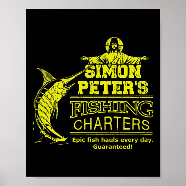Poster Simon Peter's Fishing Charters Funny Jesus Christ  (Frente)