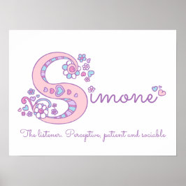 Poster Simone letra S doodle arte coração significado do 