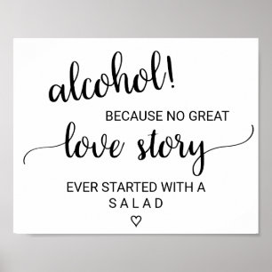 Póster Simple Black Calligraphy Alcohol Love Story Sign