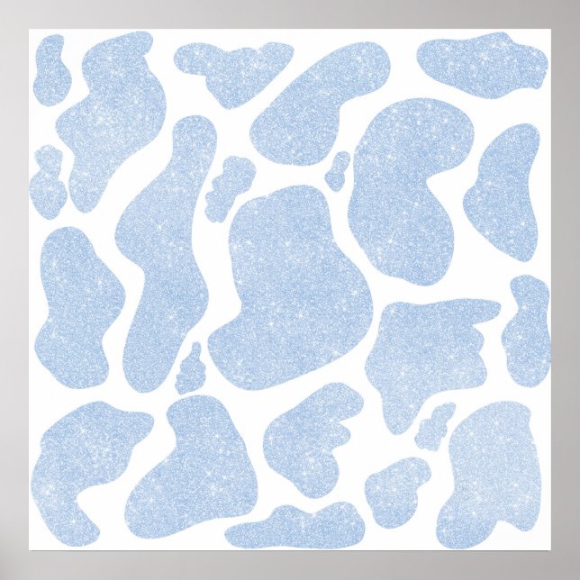 Poster Simple Blue White Large Cow Spots Animal Print (Frente)