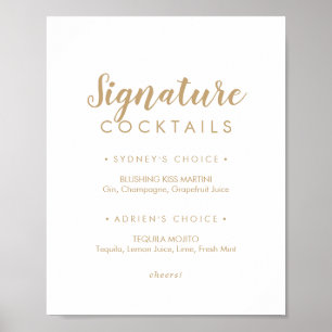 Poster Simple Calligraphy Gold Signature Cocktails Sign