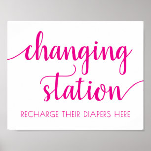 Poster Simple Changing Station Hot Pink Party Event