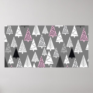 Poster Simple Christmas pattern. Abstract gray and white 