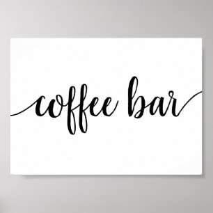 Poster Simple Coffee Bar Black Script Any Event Sign