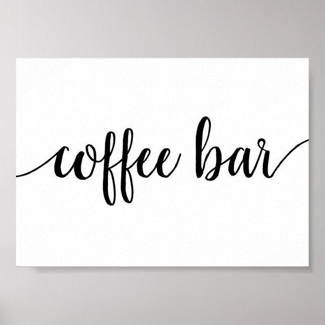 Poster Simple Coffee Bar | Black Script Any Event Sign (Frente)