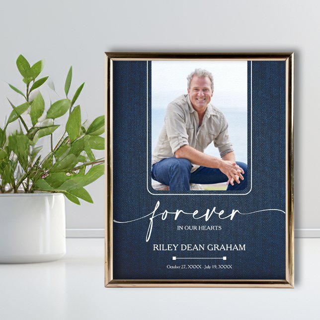 Poster Simple Funeral Photo Sympathory (Funeral photo memorial denim pattern poster, PRINTED and/or INSTANT DOWNLOAD (frame not included))