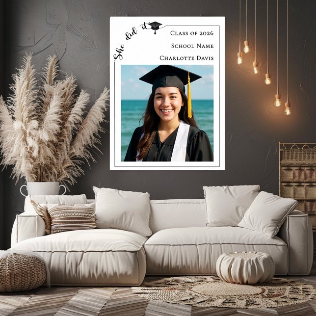 Poster Simple modern photo Graduation Party welcome (Criador carregado)