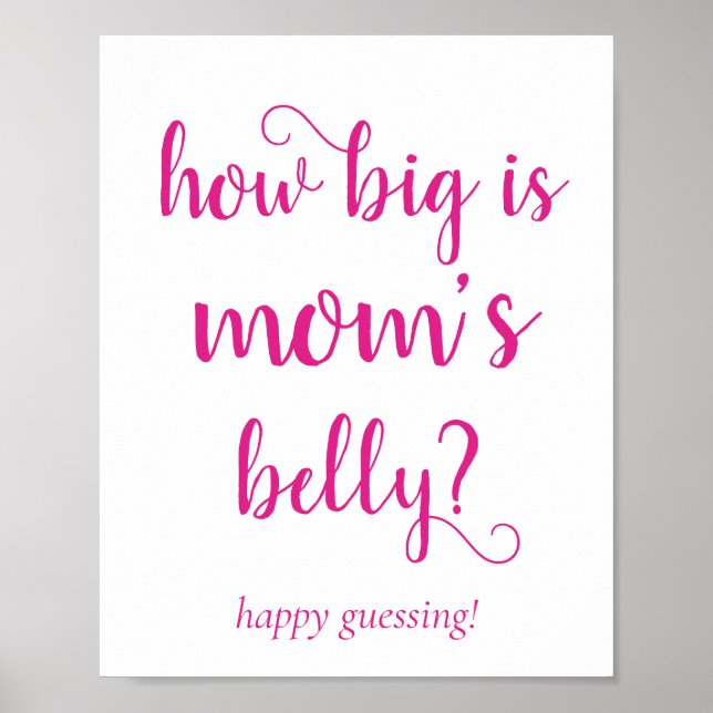 Poster Simple Mommys Belly | Jogo de Adivinhação Rosa Que (Frente)