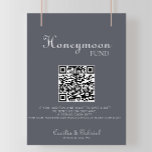 Poster Simple Noite Boho Weding Honeymoon Fund<br><div class="desc">Esta simples poster de fundo de lua de mel de boho é perfeita para um casamento rústico. O design apresenta uma fonte elegante de caligrafia em fundo azul para embelezar seu evento.</div>