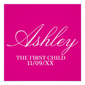 PÓSTER SIMPLE STYLISH MODERN ELEGANT FAMILY BABY NAME 